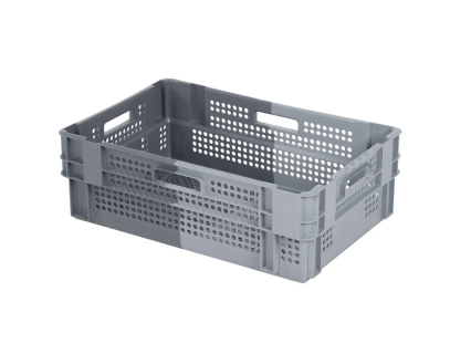 Caisse gerbable embo&icirc;table BICOLORE - 600 x 400 x H 196 mm