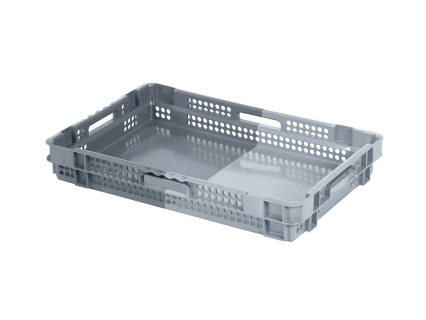 Caisse gerbable embo&icirc;table BICOLORE - 600 x 400 x H 90 mm (fond ferm&eacute;)