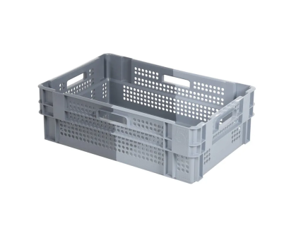 Caisse gerbable embo&icirc;table BICOLORE - 600 x 400 x H 196 mm (fond ferm&eacute;)