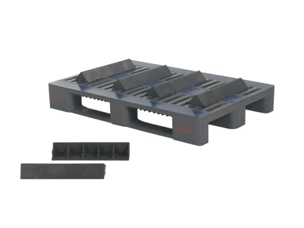 Cale de palette courte - 465 mm - avec 2 ergots - compatible avec les palettes H1 et H3 ainsi que les palettes CR1 - gris fonc&eacute;