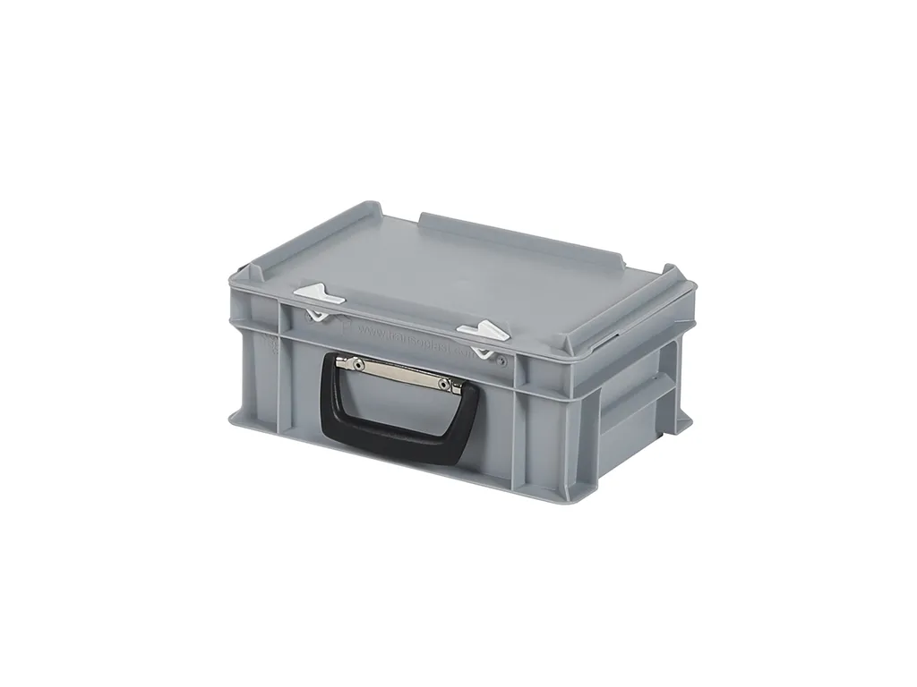 SOLID LINE Kunststoffkoffer - 300 x 200 x H 133 mm - Grau - Behälter mit Deckel und Griff