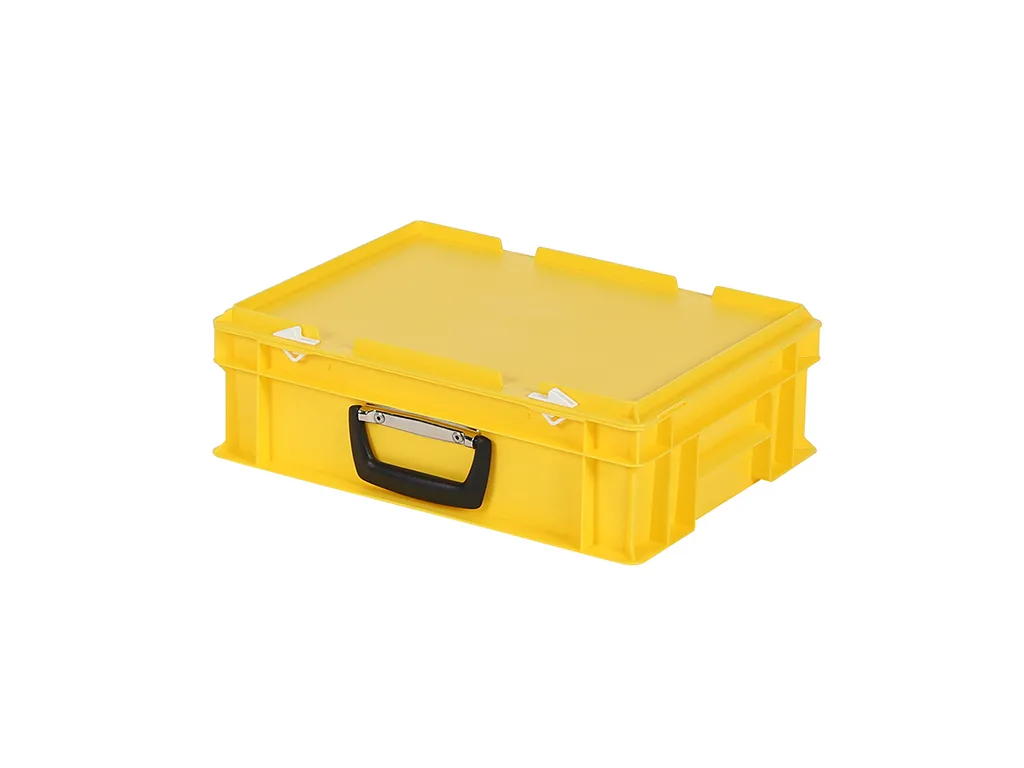 SOLID LINE Kunststoffkoffer - 400 x 300 x H 133 mm - Gelb - Behälter mit Deckel und Griff