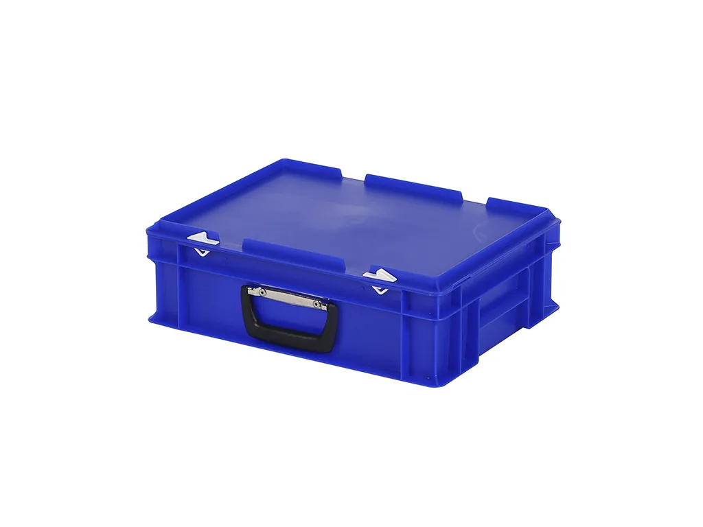 SOLID LINE Kunststoffkoffer - 400 x 300 x H 133 mm - Blau - Behälter mit Deckel und Griff