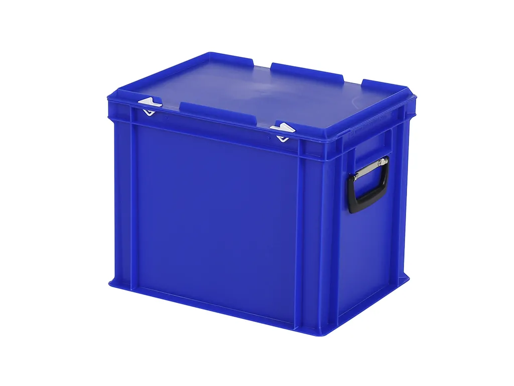 Koffer - 400 x 300 x H 335 mm - blauw - stapelbak met deksel en koffergreep