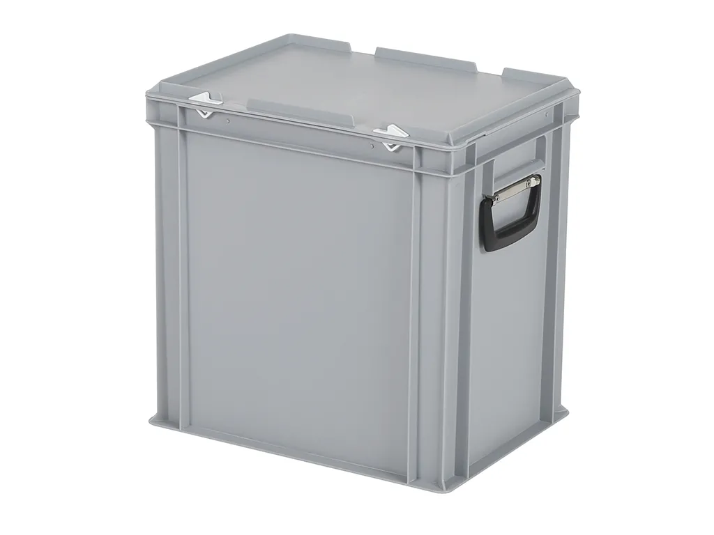 SOLID LINE Kunststoffkoffer - 400 x 300 x H 415 mm - Grau - Behälter mit Deckel und Griff