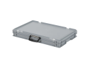 Kunststoffkoffer - 600 x 400 x H 90 mm - Grau - Beh&auml;lter mit Deckel und Griff