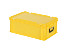 Koffer - 600 x 400 x H 235 mm - geel - stapelbak met deksel en koffergreep