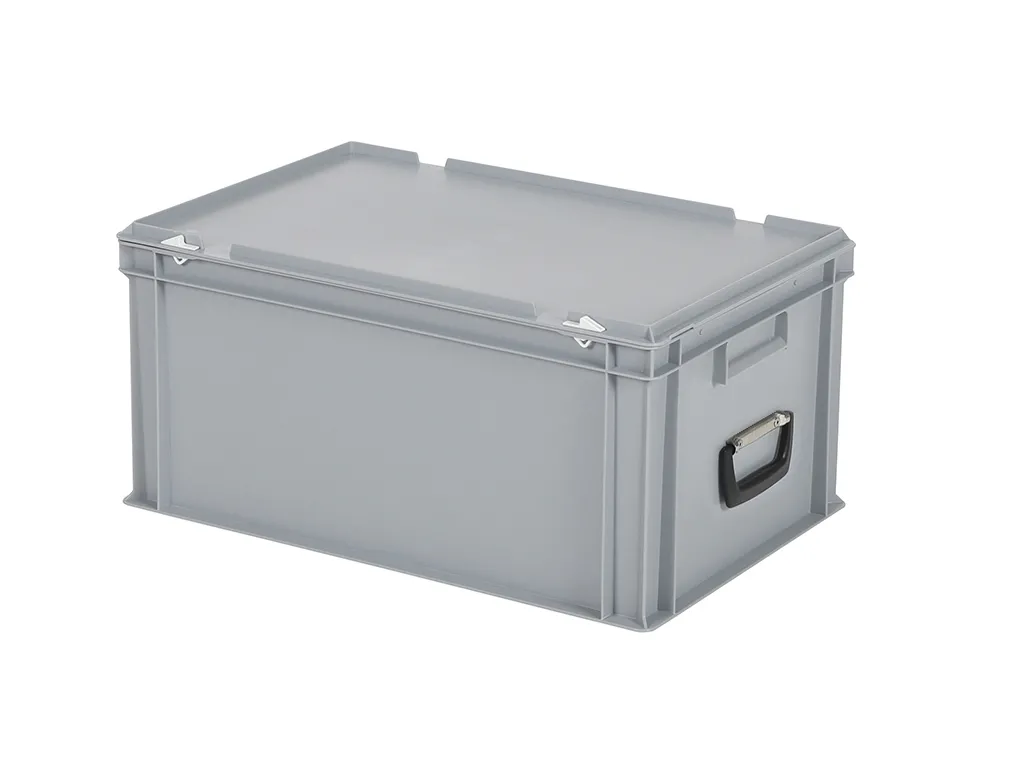 SOLID LINE Kunststoffkoffer - 600 x 400 x H 295 mm - Grau - Behälter mit Deckel und Griff