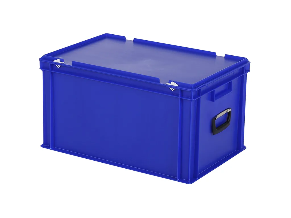 Plastic case - 600 x 400 x H 335 mm - Blue - Stacking bin with lid and case handles