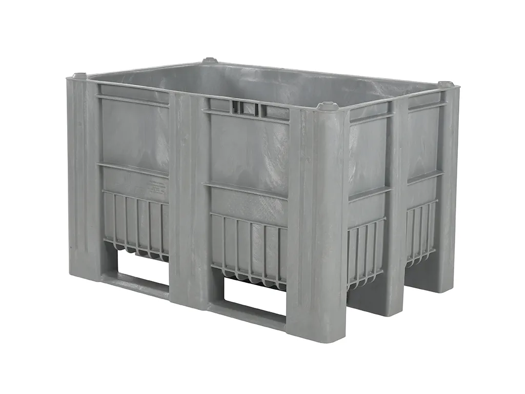 CB1 kunststof palletbox - 1200 x 800 mm - 3 palletsledes - grijs