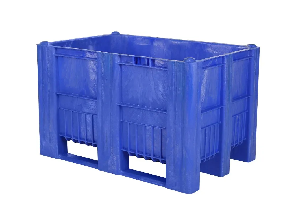 CB1 kunststof palletbox - 1200 x 800 mm - 3 palletsledes - blauw