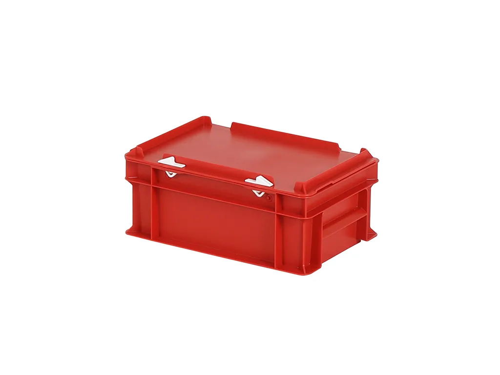 SOLID LINE Stapelbehälter mit Deckel - 300 x 200 x H 133 mm (glatter Boden) - Rot