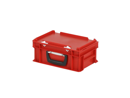 Koffer - 300 x 200 x H 133 mm - rood - stapelbak met deksel en koffergreep