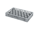 Glazenkrat 600 x 400 mm - voor 33 glazen - max. hoogte 72 mm / max. &Oslash; 75 mm - met enkele vakverdeling - grijs
