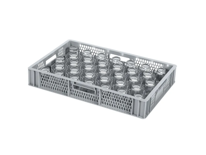 Gl&auml;serkiste BASIC - 600 x 400 x H 99 mm f&uuml;r 33 Gl&auml;ser - max. H&ouml;he 72 mm - max. &Oslash; 75 mm