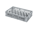 Glazenkrat 600 x 400 mm - voor 33 glazen - max. hoogte 103 mm / max. &Oslash; 75 mm - met enkele vakverdeling - grijs