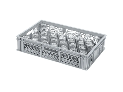 Gl&auml;serkiste BASIC - 600 x 400 x H 130 mm f&uuml;r 33 Gl&auml;ser - max. Glash&ouml;he 103 mm - max. &Oslash; 75 mm