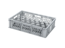 Glazenkrat 600 x 400 mm - voor 33 glazen - max. hoogte 125 mm / max. &Oslash; 75 mm - met enkele vakverdeling - grijs