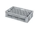 Glazenkrat 600 x 400 mm - voor 33 glazen: max. hoogte 125 mm / max. &Oslash; 75 mm - dubbele vakverdeling - grijs