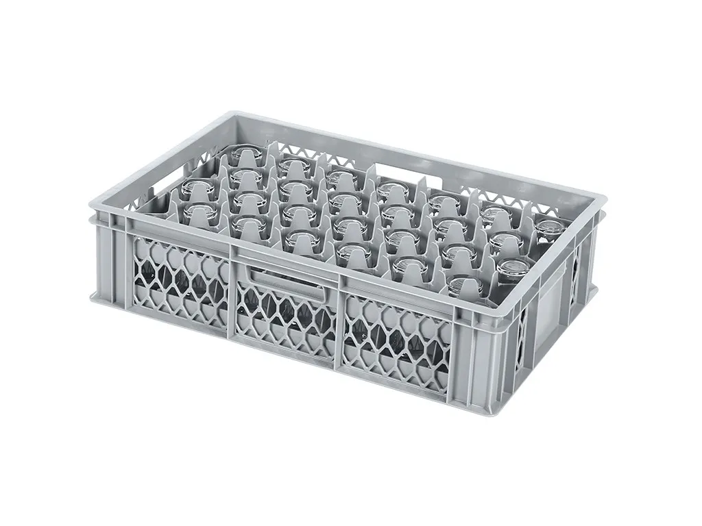 Glass crate BASIC - 600 x 400 x H 154 mm for 33 glasses - max. height 125 mm - max. Ø 75 mm