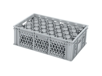 Gl&auml;serkiste BASIC - 600 x 400 x H 198 mm f&uuml;r 33 Gl&auml;ser - max. Glash&ouml;he 169 mm - max. &Oslash; 75 mm