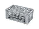 Glazenkrat 600 x 400 mm - voor 33 glazen: max. hoogte 222 mm / max. &Oslash; 75 mm - dubbele vakverdeling - grijs