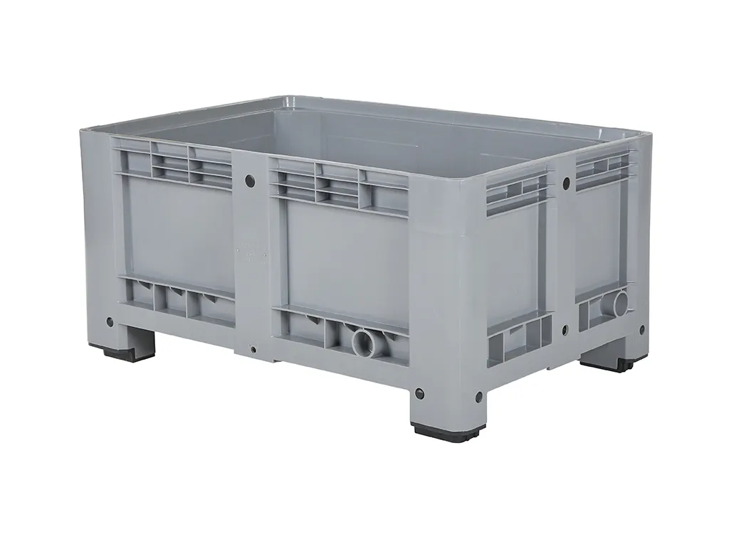 Kunststof palletbox 1090 C4 - 1200 x 800 x H 580 mm - 4 poten - gesloten - grijs
