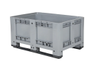 Palletbox 1200x800xH600mm gesl. 2 sledes grijs