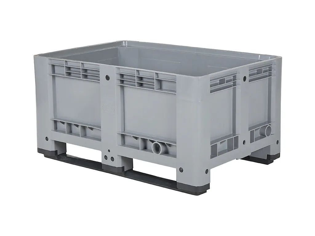 Kunststoff Palettenbox 1090 CT6 - 1200 x 800 x H 600 mm - geschlossen - auf 2 Kufen - Grau