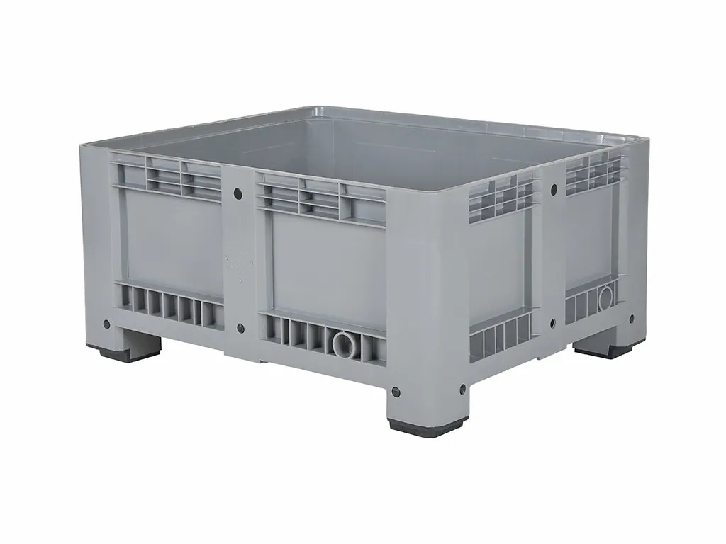 Kunststof palletbox 1092 C4 - 1200 x 1000 x H 580 mm - 4 poten - gesloten - grijs