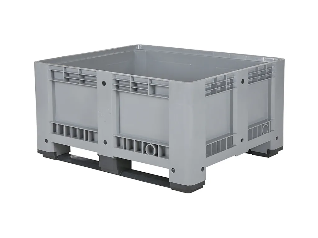 Kunststoff Palettenbox 1092 CT6 - 1200 x 1000 x H 600 mm - geschlossen - auf 2 Kufen - Grau