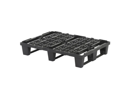 Exportpalette / Displaypalette 6080L3RR - 800 &times; 600 mm - 3 Palettenkufen quer - Rand 5 mm - nestbar - Standard-Regenerat - schwarz