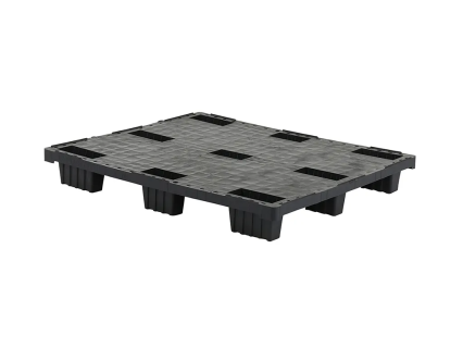 Export pallet / industrial pallet 1210CD - 1200 &times; 1000 mm - with a closed deck - with 9 feet - with 5 mm rims - nestable - standard recycled material - black