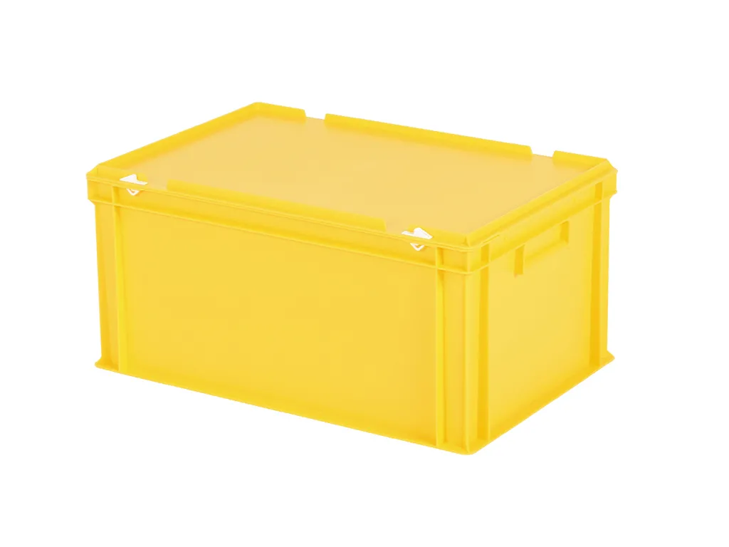 Stapelbak met deksel - 600 x 400 x H 295 mm (versterkte bodem) - geel