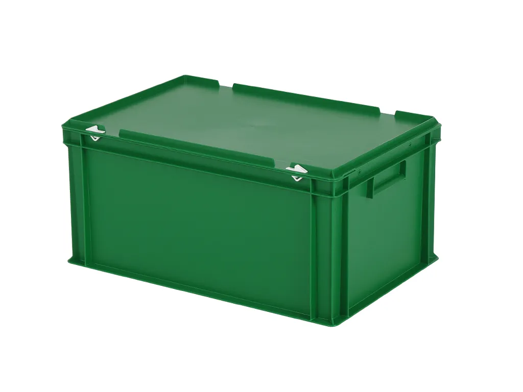 Stacking bin with lid - 600 x 400 x H 295 mm - green