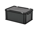 Bac gerbable avec couvercle - 600 x 400 x H 295 mm - Noir - (fond renforcé)