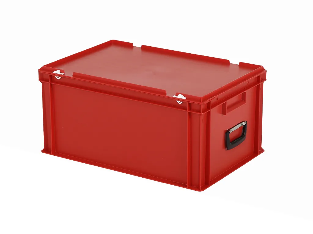 Plastic case - 600 x 400 x H 295 mm - Red - Stacking bin with lid and case handles
