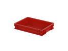 Stapelbak - 400 x 300 x H 75 mm - gesloten handgrepen - gladde bodem - rood