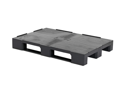 Exportpalette / Europalette 002.093 - 1200 x 800 mm - mit umlaufendem Rand 7 mm - 3 geschlossene Palettenkufen l&auml;ngs - aus Standard-Regenerat - schwarz