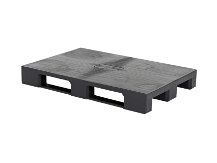 Exportpalette / Europalette 002.093 - 1200 x 800 mm - ohne R&auml;nder - 3 geschlossene Palettenkufen l&auml;ngs - aus Standard-Regenerat - schwarz