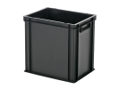 Stapelbeh&auml;lter - 400 x 300 x H 400 mm - geschlossene Handgriffe - verst&auml;rkter Boden - schwarz