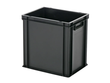 Stapelbeh&auml;lter - 400 x 300 x H 400 mm - geschlossene Handgriffe - verst&auml;rkter Boden - schwarz