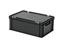 Bac gerbable avec couvercle - 600 x 400 x H 235 mm - Noir - (fond lisse)