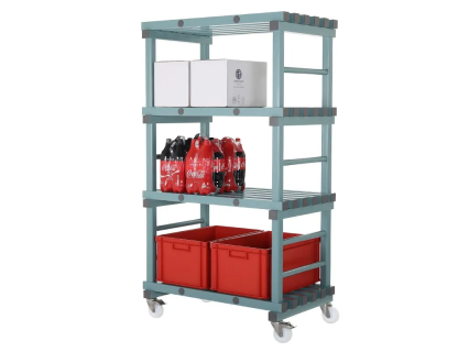 Kunststoff Euro-Regal 1000x600xH1780mm auf Räder grün/grau
