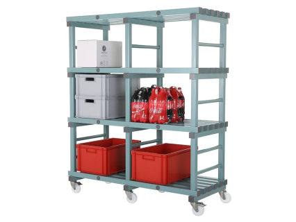 Kunststoff Euro-Regal 1500x600xH1780mm auf Räder grün/grau