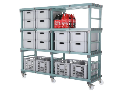 Kunststoff Euro-Regal 2000x600xH1780mm auf Räder grün/grau