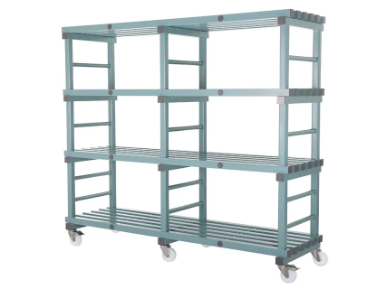 Rayonnage mobile plastique 2000x600xH1780mm vert/gris