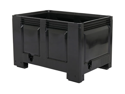 Palettenbox BIG BOX - 1200 &times; 800 mm - geschlossen - 4 F&uuml;&szlig;e - schwarz
