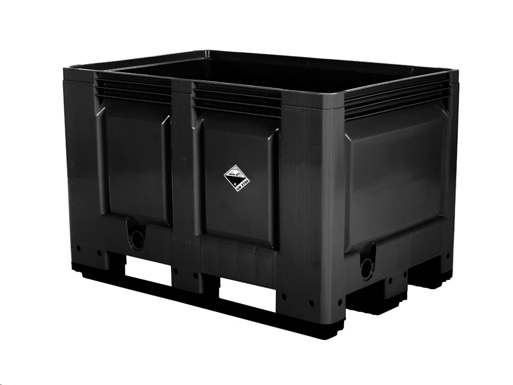 Altbatteriebox - Kunststoff Palettenbox - 1200 x 800 mm - auf 3 Kufen - Schwarz
