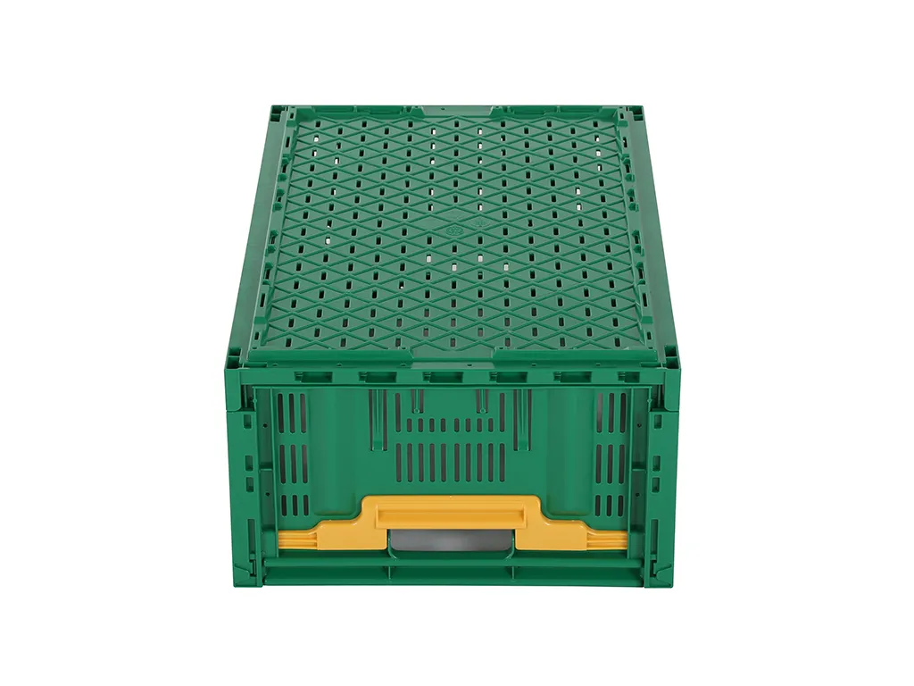 Caisse plastique pliable agricole 45L 60x40x22 cm VERT (par pièce)